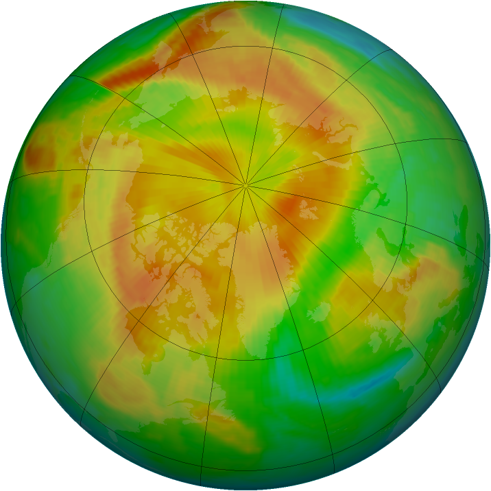 Arctic ozone map for 09 May 1997